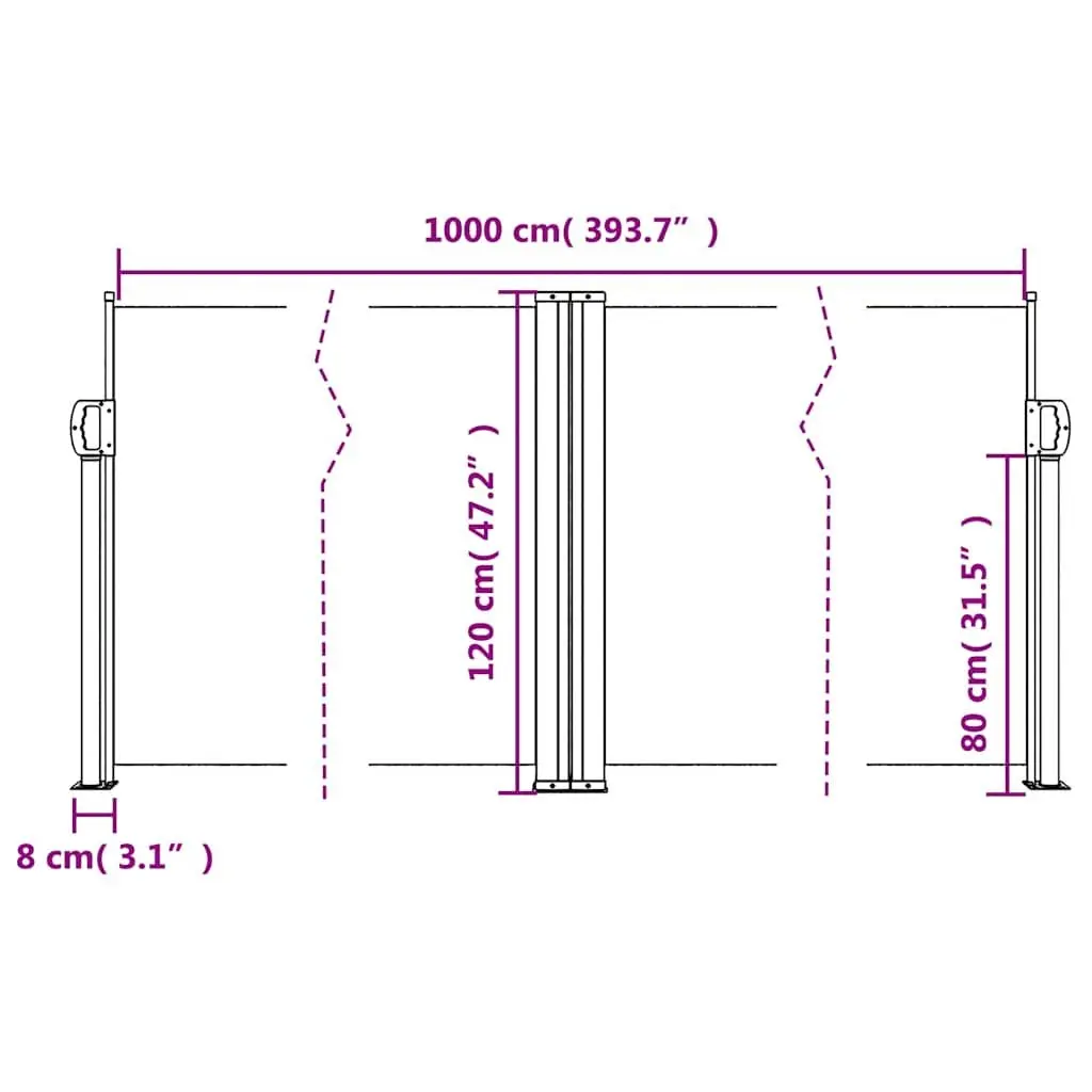 Retractable Side Awning Privacy Screen Balcony Terrace Patio Outdoor Garden