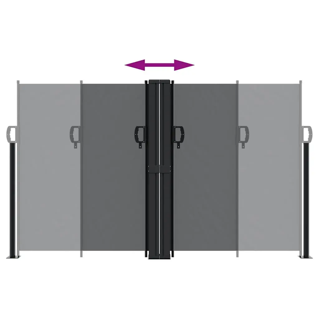 Black Retractable Side Awning 140 cm x 1000 cm Outdoor Privacy Screen for Patio Garden Balcony