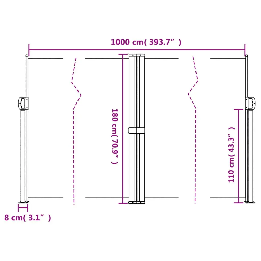 Retractable Side Awning Garden Privacy Screen Outdoor Balcony Terrace Patio