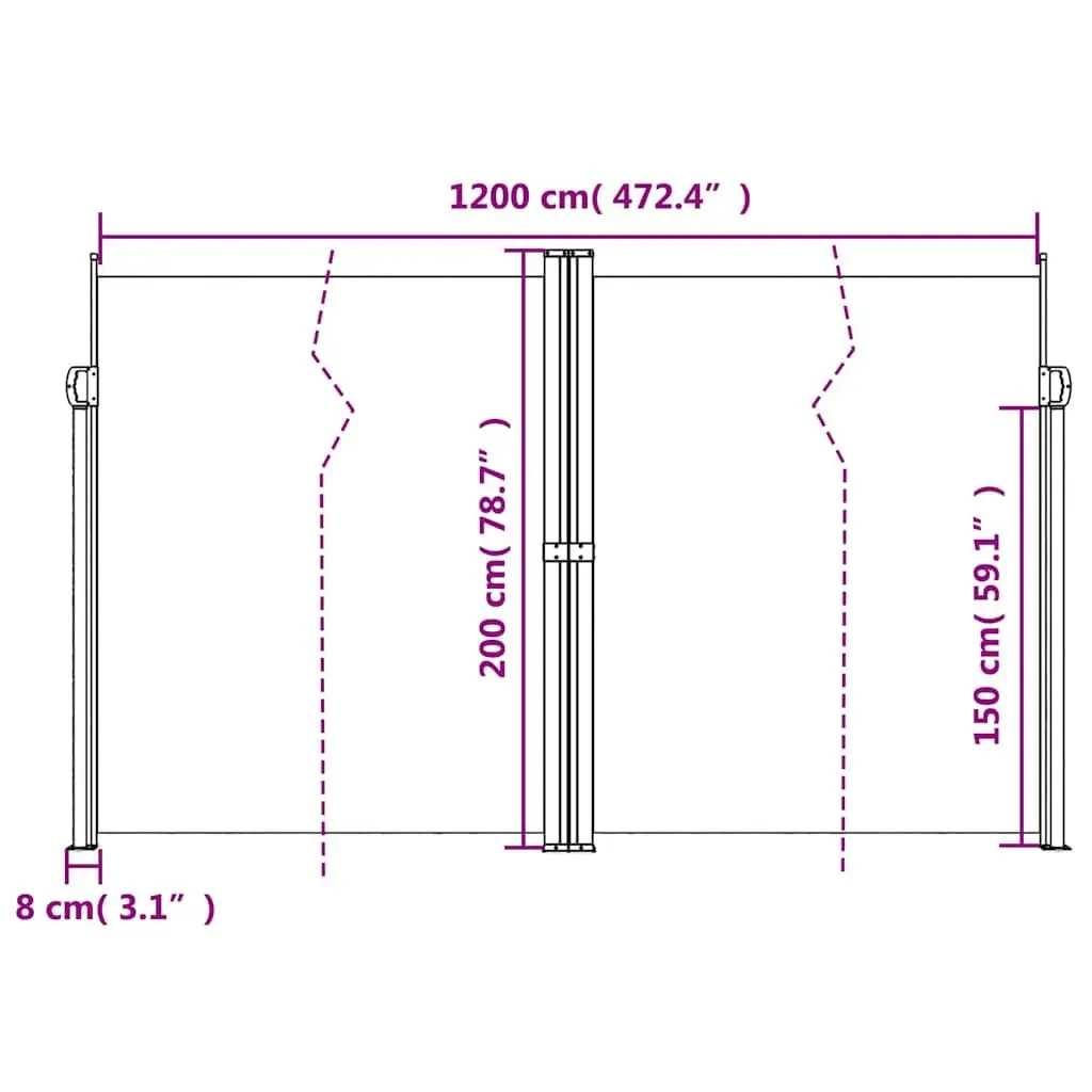 Retractable Side Awning Outdoor Privacy Screen 200x1200cm Garden Patio Balcony