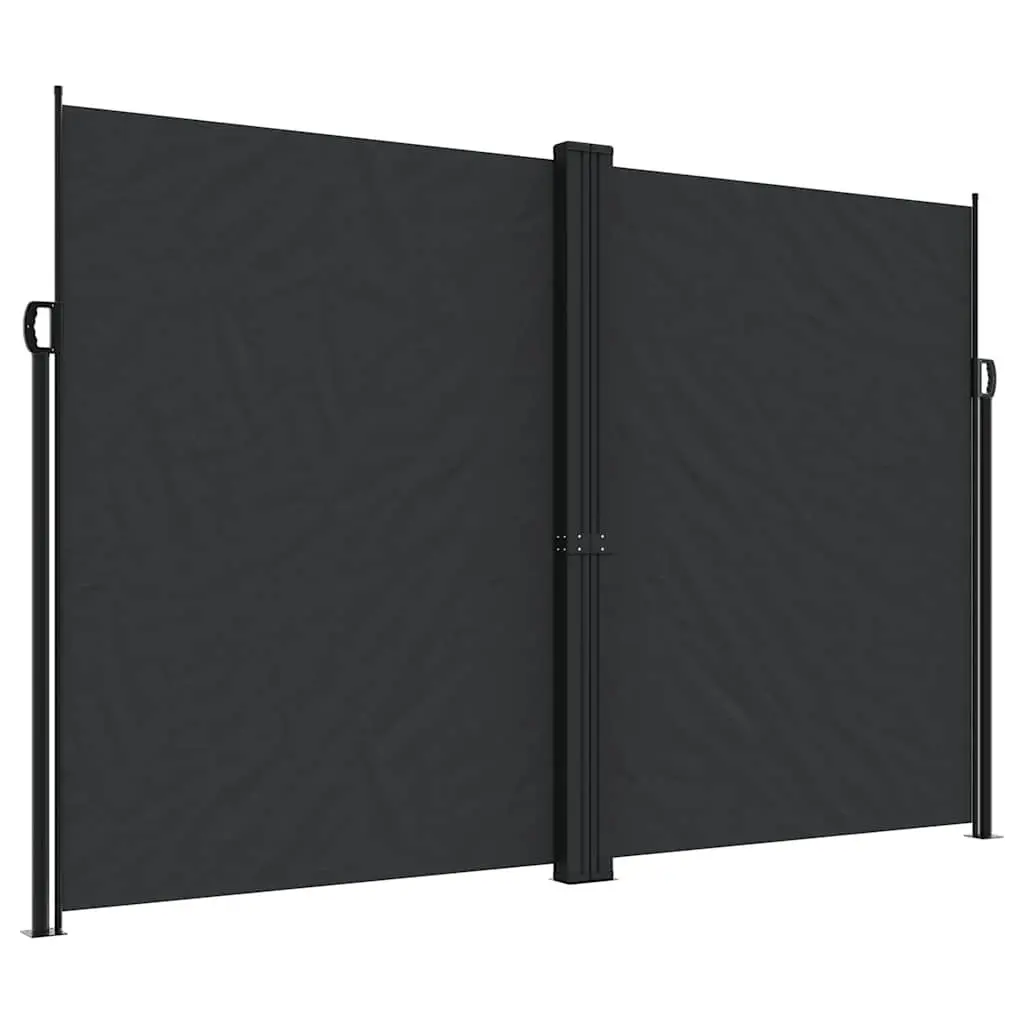 Retractable Side Awning Screen 220x1200cm Black Garden Patio Privacy Shade Panel