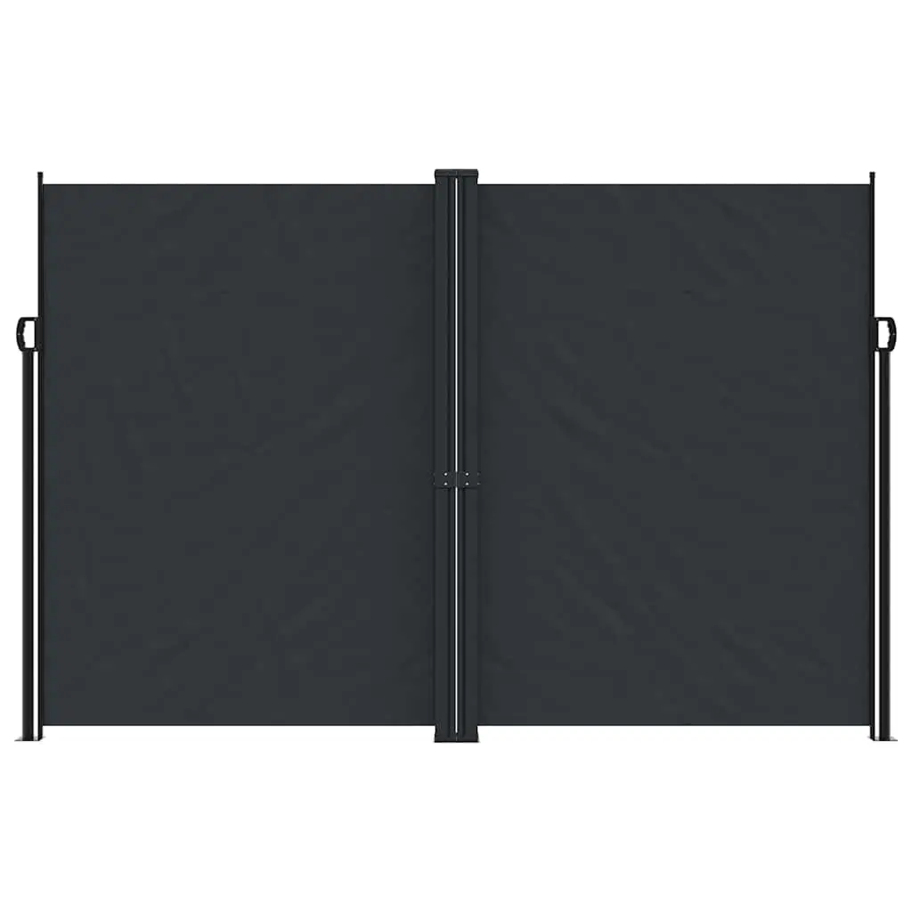 Retractable Side Awning Screen 220x1200cm Black Garden Patio Privacy Shade Panel