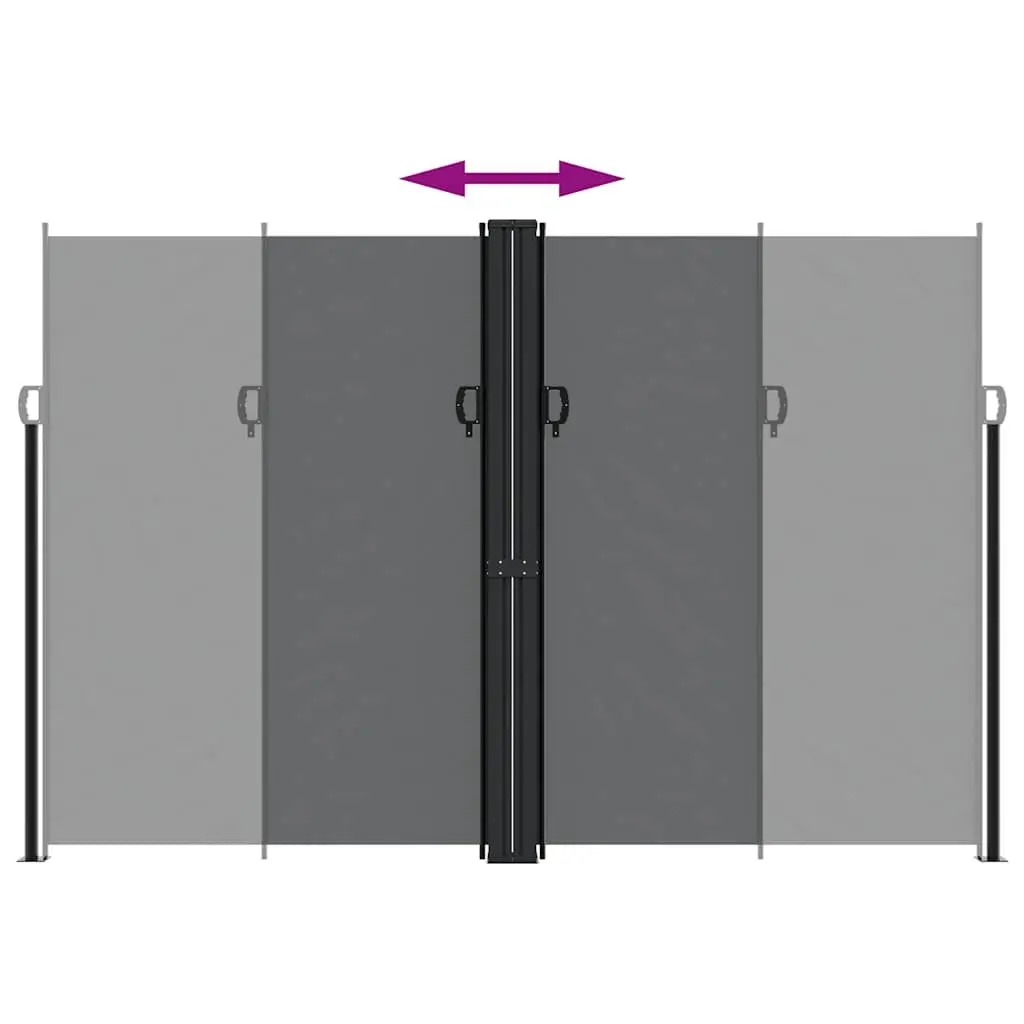 Retractable Side Awning Screen 220x1200cm Black Garden Patio Privacy Shade Panel