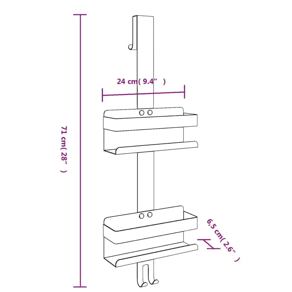 Hanging Shower Caddy with Hooks and Basket