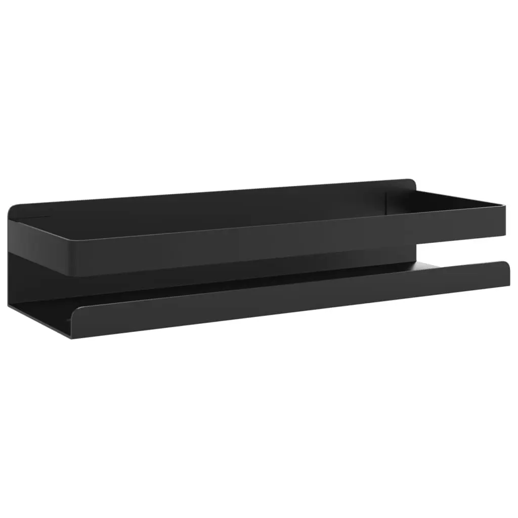 Shower Shelf Storage Organiser Bathroom Wall Mount Black Stainless Steel 30 x 10 x 6 cm