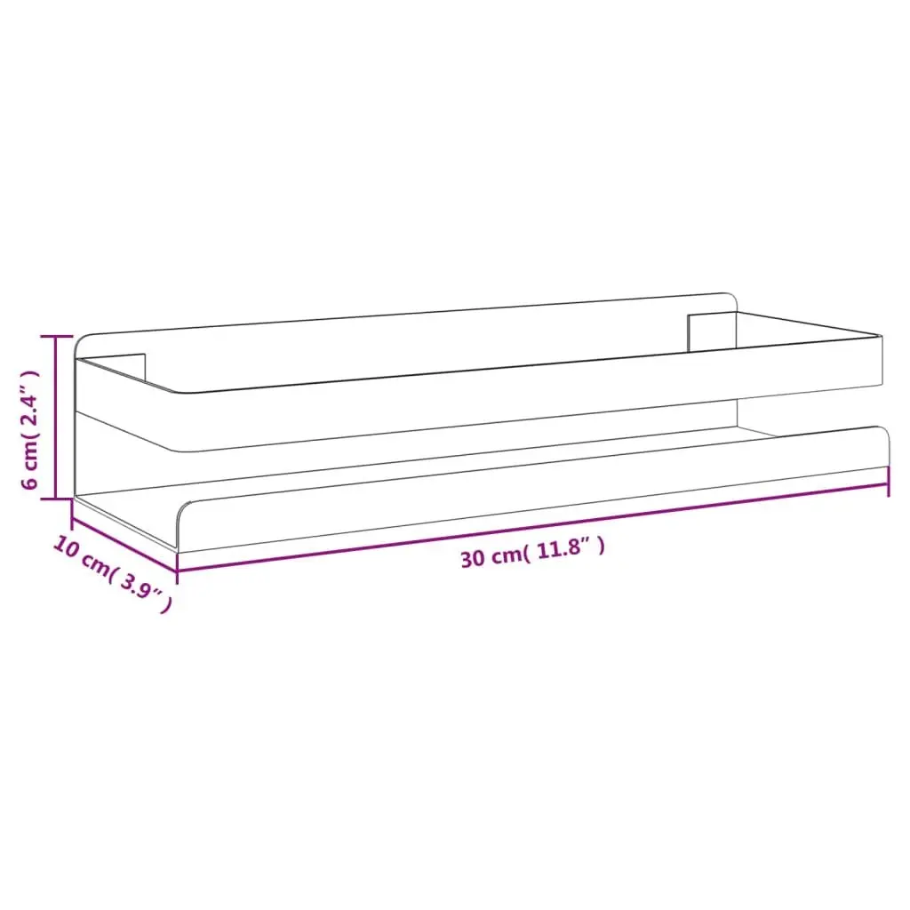 Shower Shelf Storage Organiser Bathroom Wall Mount Black Stainless Steel 30 x 10 x 6 cm