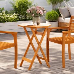 Folding Garden Table Specifications: Ø60x75 cm Brown Wood