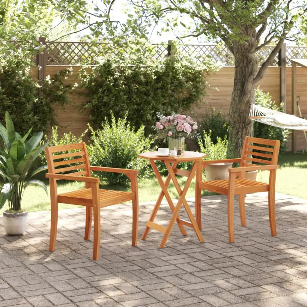 Folding Garden Table Round Ø60x75 cm Outdoor Patio Dining Brown Wood