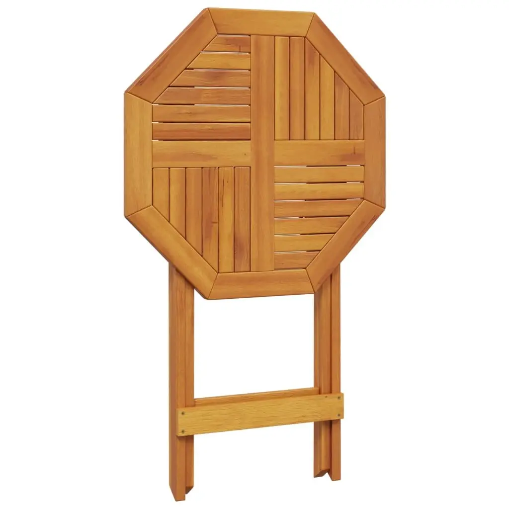 Folding Garden Table Round Ø60x75 cm Outdoor Patio Dining Brown Wood