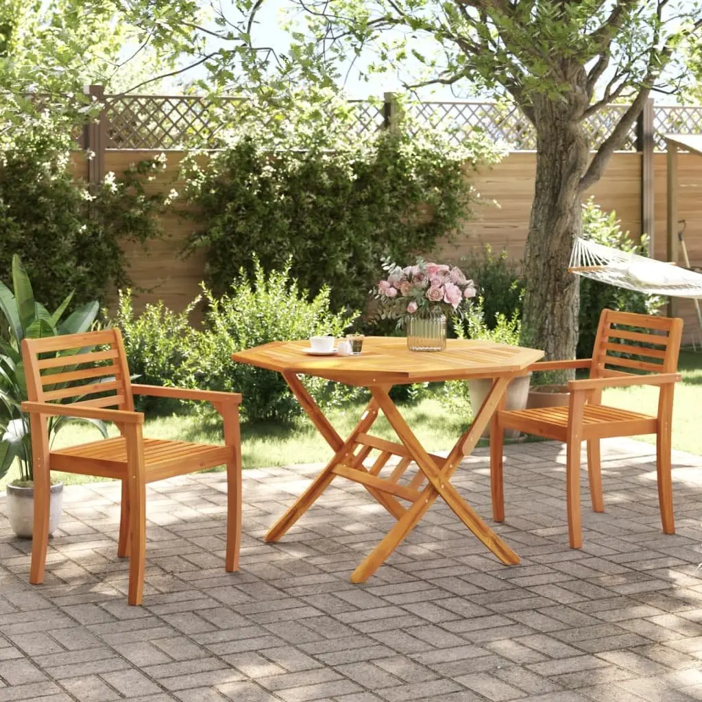 Round Folding Garden Table Outdoor Use 110 cm Diameter Brown