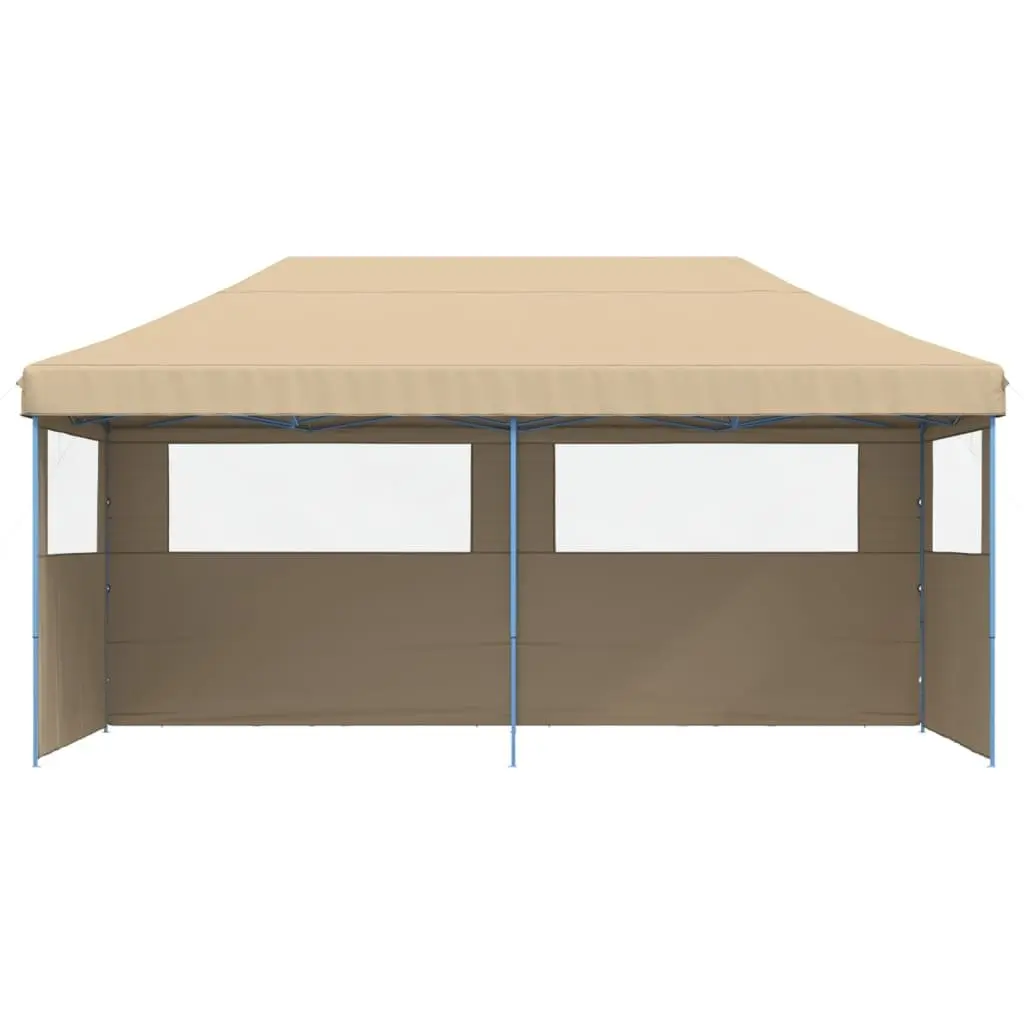 Beige Foldable Pop-Up Party Tent with 3 Sidewalls