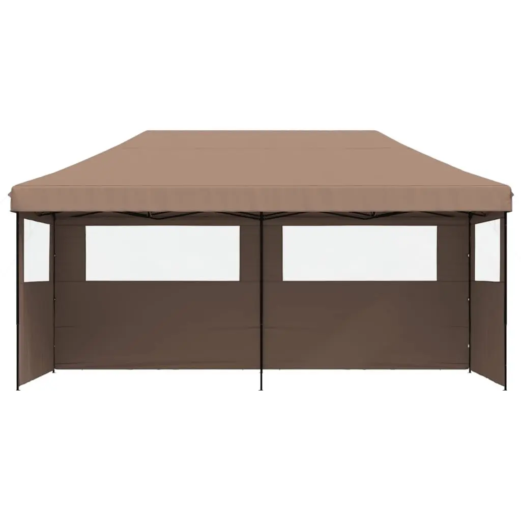 Foldable Pop-Up Party Tent 3 Sidewalls Brown Outdoor Gazebo Canopy Easy Setup