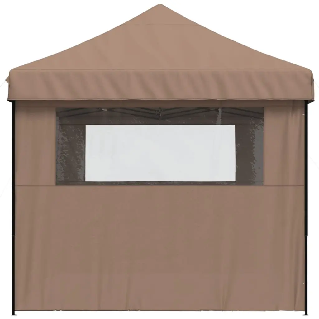 Foldable Pop-Up Party Tent 3 Sidewalls Brown Outdoor Gazebo Canopy Easy Setup