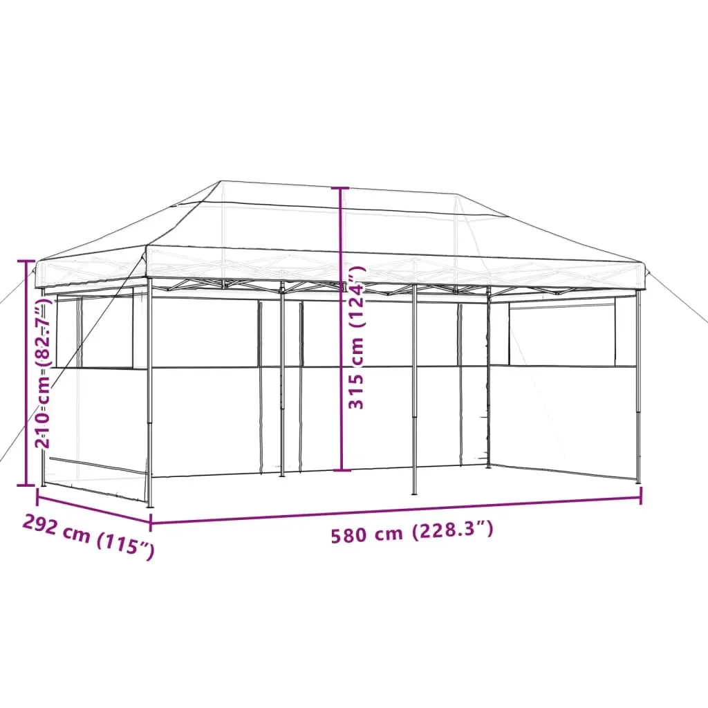 Foldable Pop-Up Party Tent 3 Sidewalls Brown Outdoor Gazebo Canopy Easy Setup