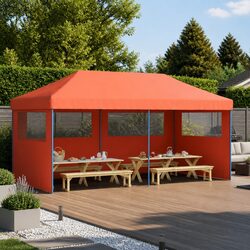 Outdoor Party Tent with 3 Sidewalls - Orange Color