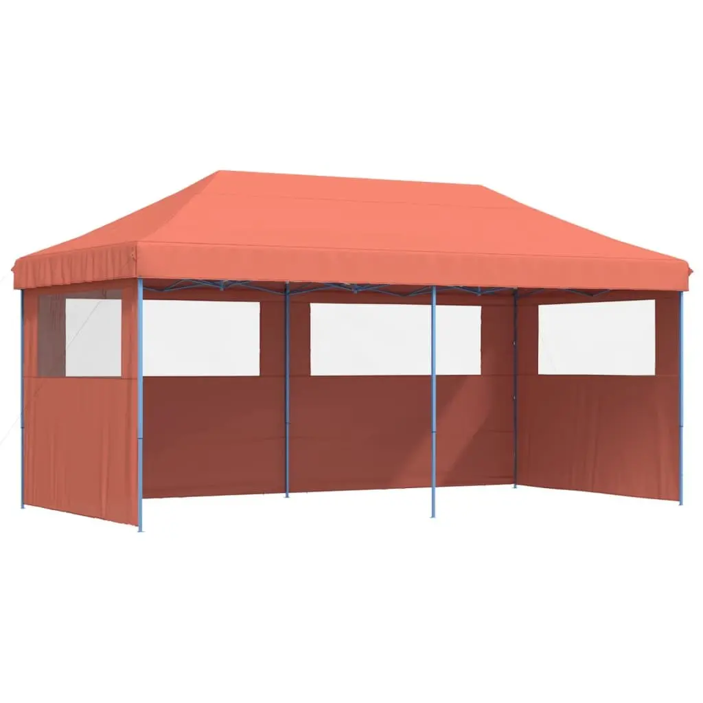 Foldable Pop-Up Party Tent Outdoor Gazebo with 3 Sidewalls Orange Garden
