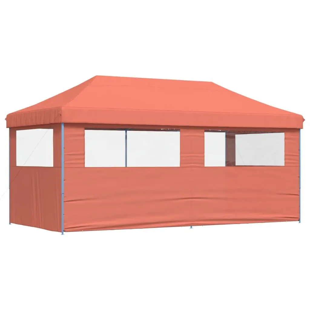 Foldable Pop-Up Party Tent Outdoor Gazebo with 3 Sidewalls Orange Garden
