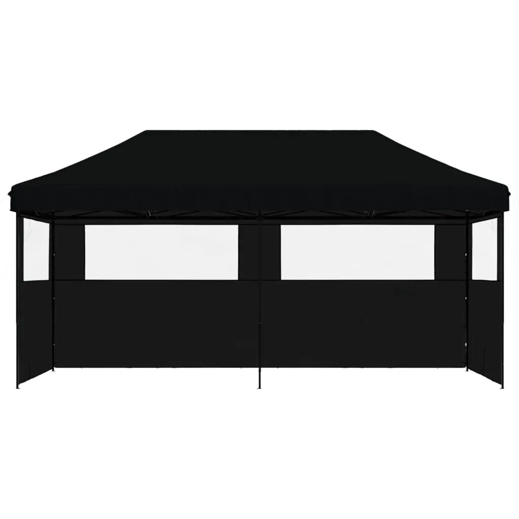 Foldable Pop-Up Party Tent Outdoor Gazebo with 3 Sidewalls Black