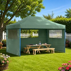 Green Pop-Up Tent Specifications: 3 Sidewalls & Durable Design