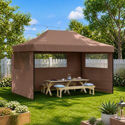 Foldable Party Tent Specifications: 3 Sidewalls, Brown Color
