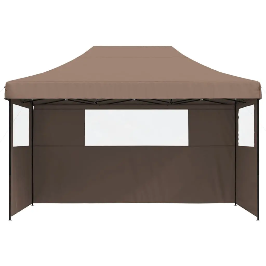 Foldable Pop-Up Party Tent for Outdoor Use with 3 Sidewalls Brown Garden Canopy