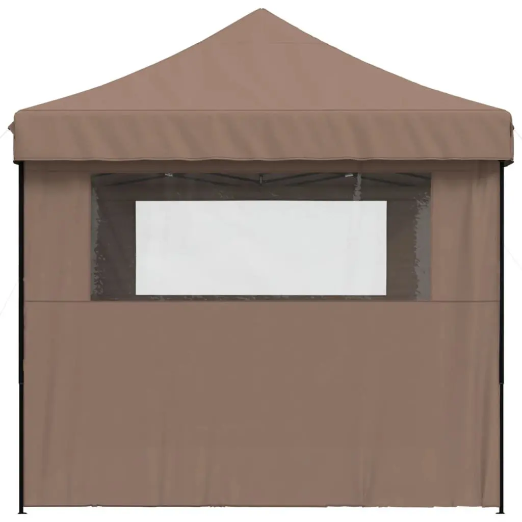 Foldable Pop-Up Party Tent for Outdoor Use with 3 Sidewalls Brown Garden Canopy