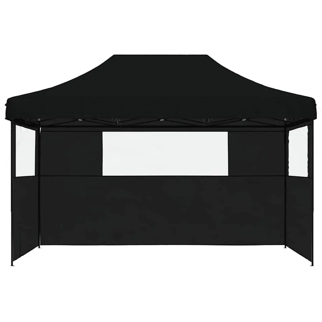 Foldable Pop-Up Party Tent 3 Sidewalls Outdoor Gazebo Black Marquee Garden Event