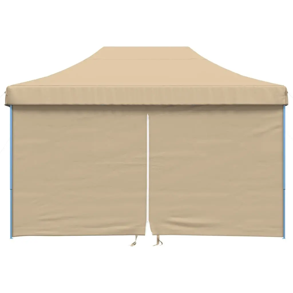Foldable Pop-Up Party Tent 4 Sidewalls Beige Outdoor Canopy Garden Gazebo Event