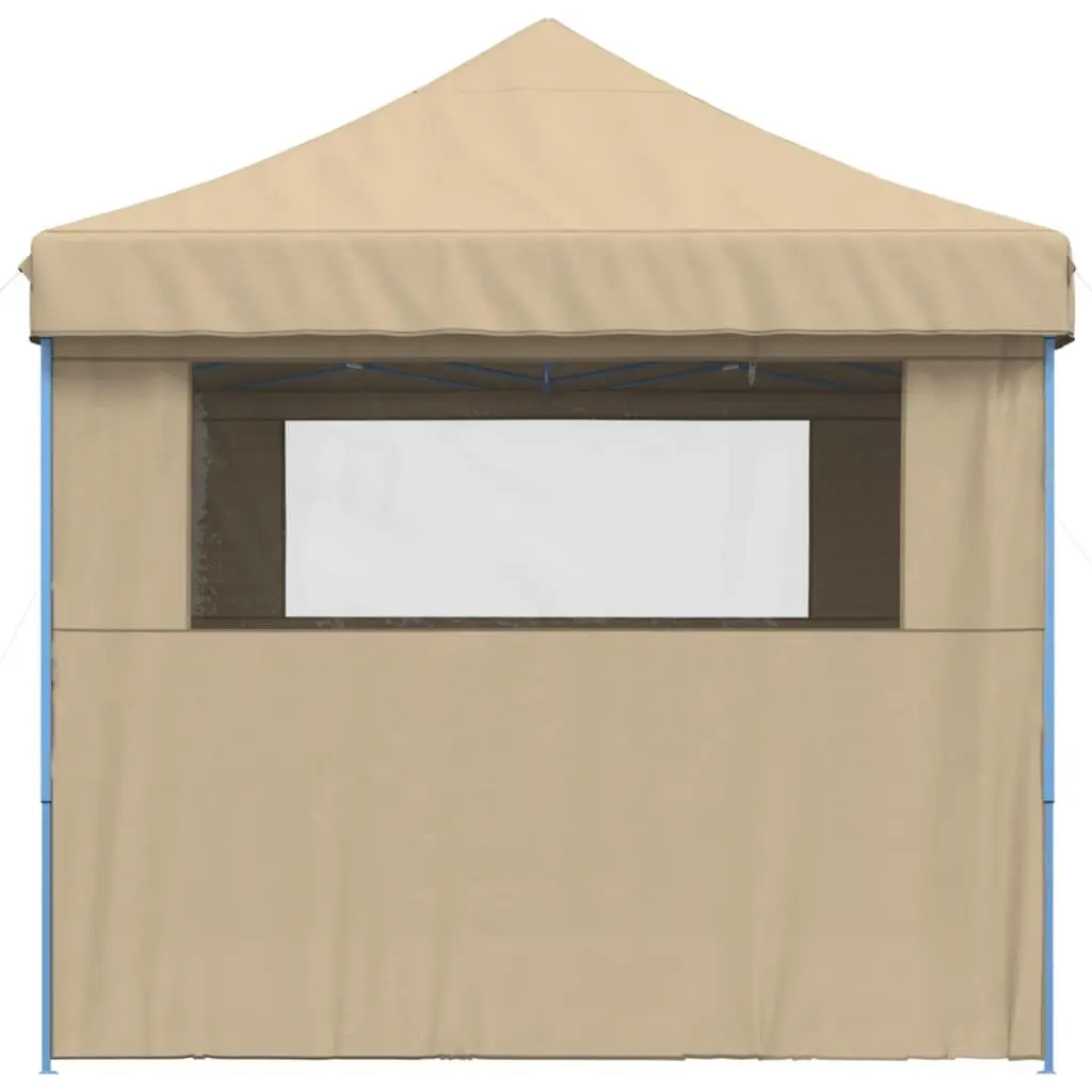 Foldable Pop-Up Party Tent 4 Sidewalls Beige Outdoor Canopy Garden Gazebo Event