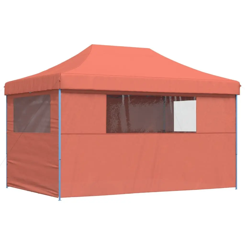 Foldable Pop-Up Party Tent 4 Sidewalls Orange Outdoor Canopy Gazebo Event