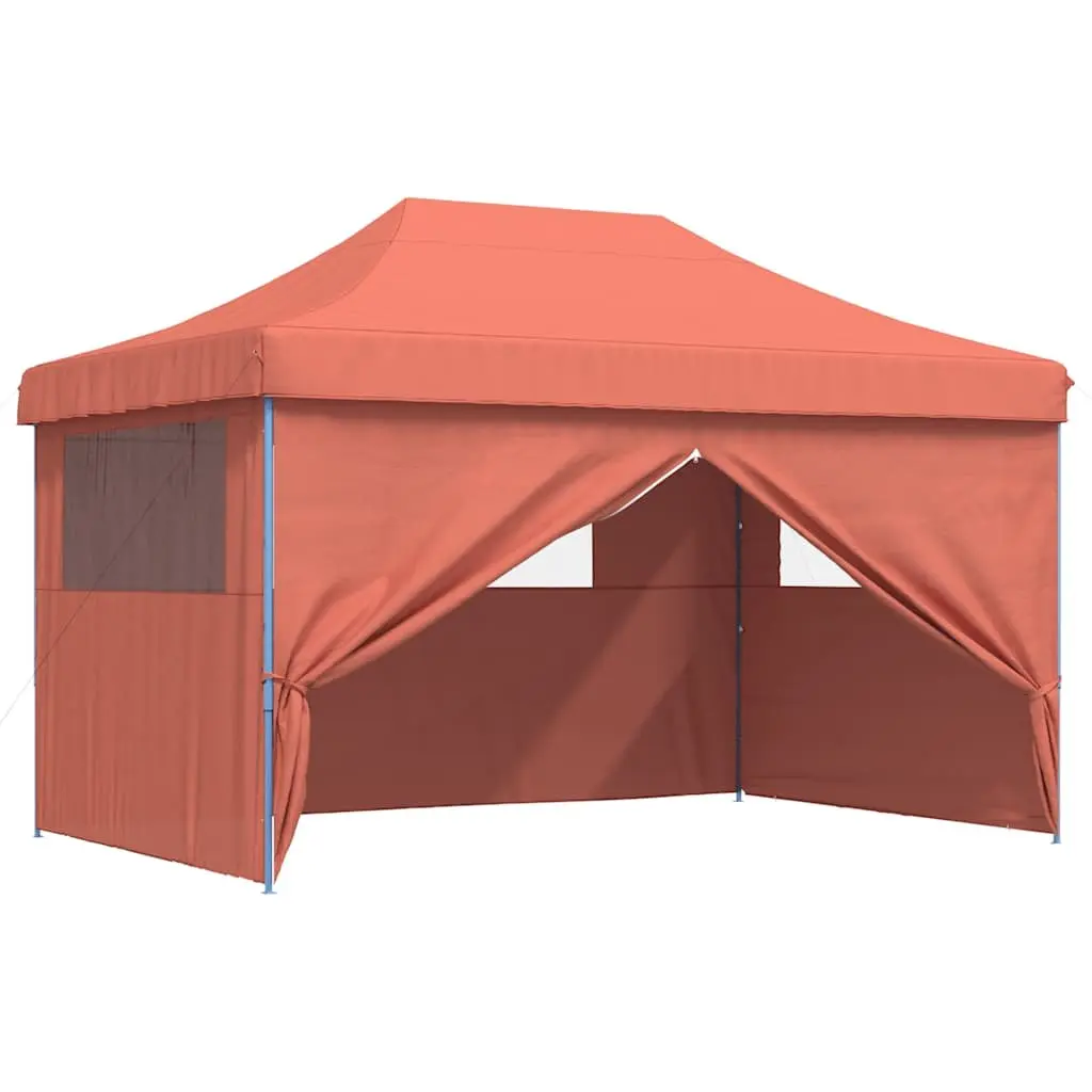 Foldable Pop-Up Party Tent 4 Sidewalls Orange Outdoor Canopy Gazebo Event
