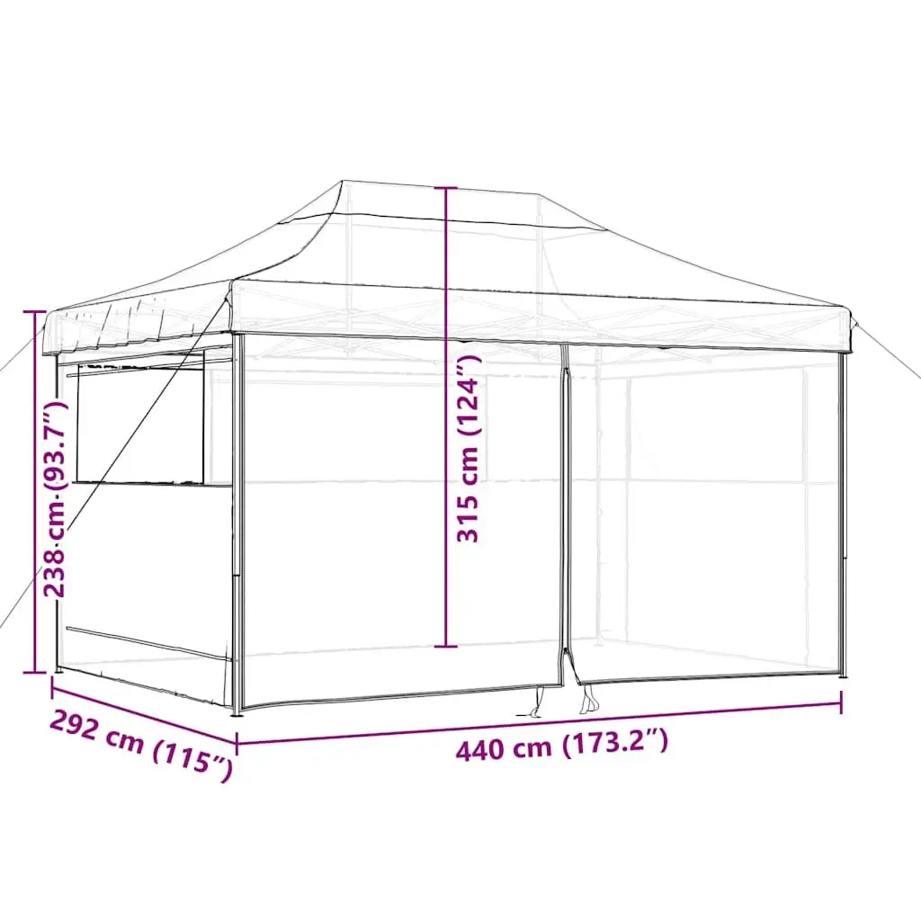 Foldable Pop-Up Party Tent with 4 Sidewalls Outdoor Gazebo Event Shelter Black