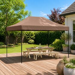 Foldable Pop-Up Party Tent Brown Outdoor Gazebo Canopy Garden Event Shelter
