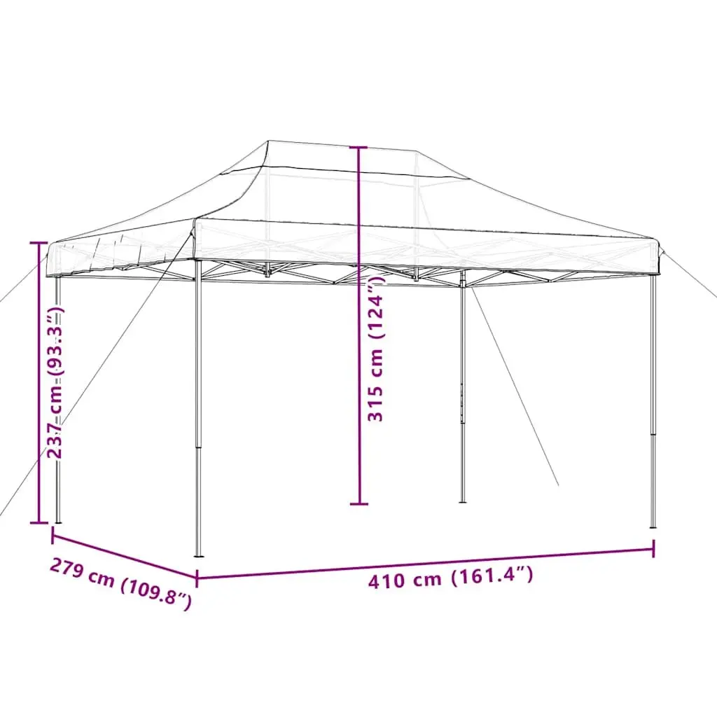 Foldable Pop-Up Party Tent Outdoor Gazebo Canopy Event Wedding Black 410 x 279 x 315 cm