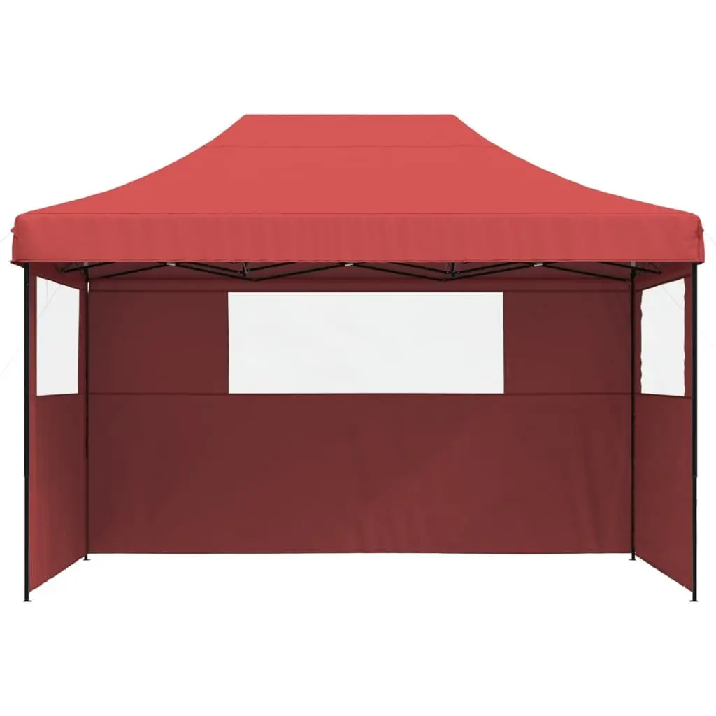 Foldable Pop-Up Party Tent with 3 Sidewalls Outdoor Garden Gazebo Canopy Red