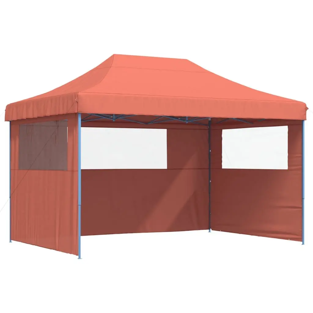 Foldable Pop-Up Party Tent Outdoor Gazebo Canopy with 3 Sidewalls Orange
