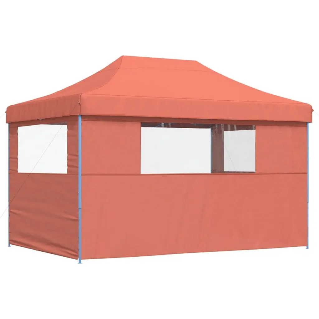 Foldable Pop-Up Party Tent Outdoor Gazebo Canopy with 3 Sidewalls Orange