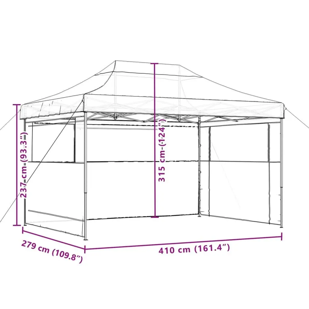 Foldable Pop-Up Party Tent Outdoor Gazebo Canopy with 3 Sidewalls Orange