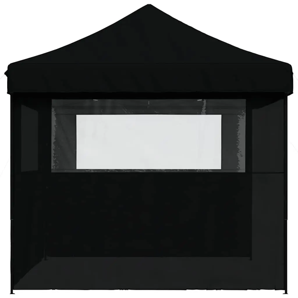 Foldable Pop-Up Party Tent for Outdoor Use with 3 Sidewalls Black