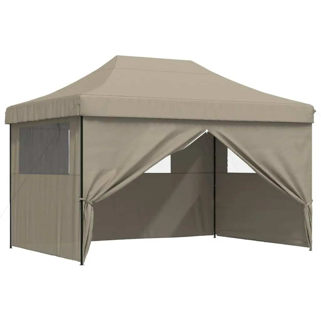 Pop-Up Party Tent Outdoor Use 4 Sidewalls Taupe