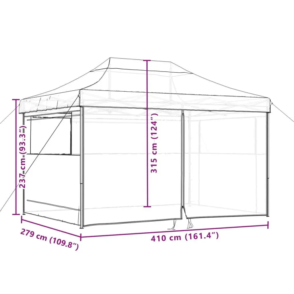 Pop-Up Party Tent Outdoor Use 4 Sidewalls Taupe