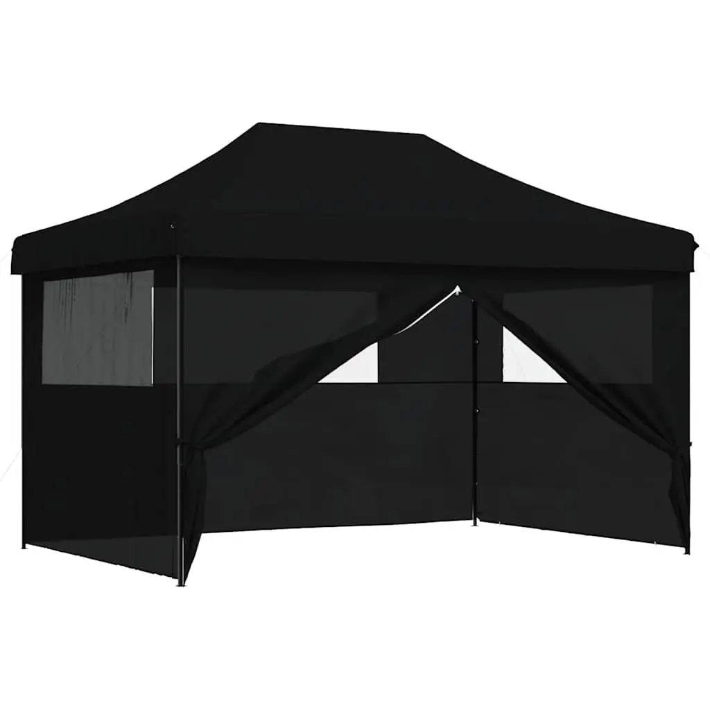 Foldable Pop-Up Party Tent 4 Sidewalls Outdoor Gazebo Events Black