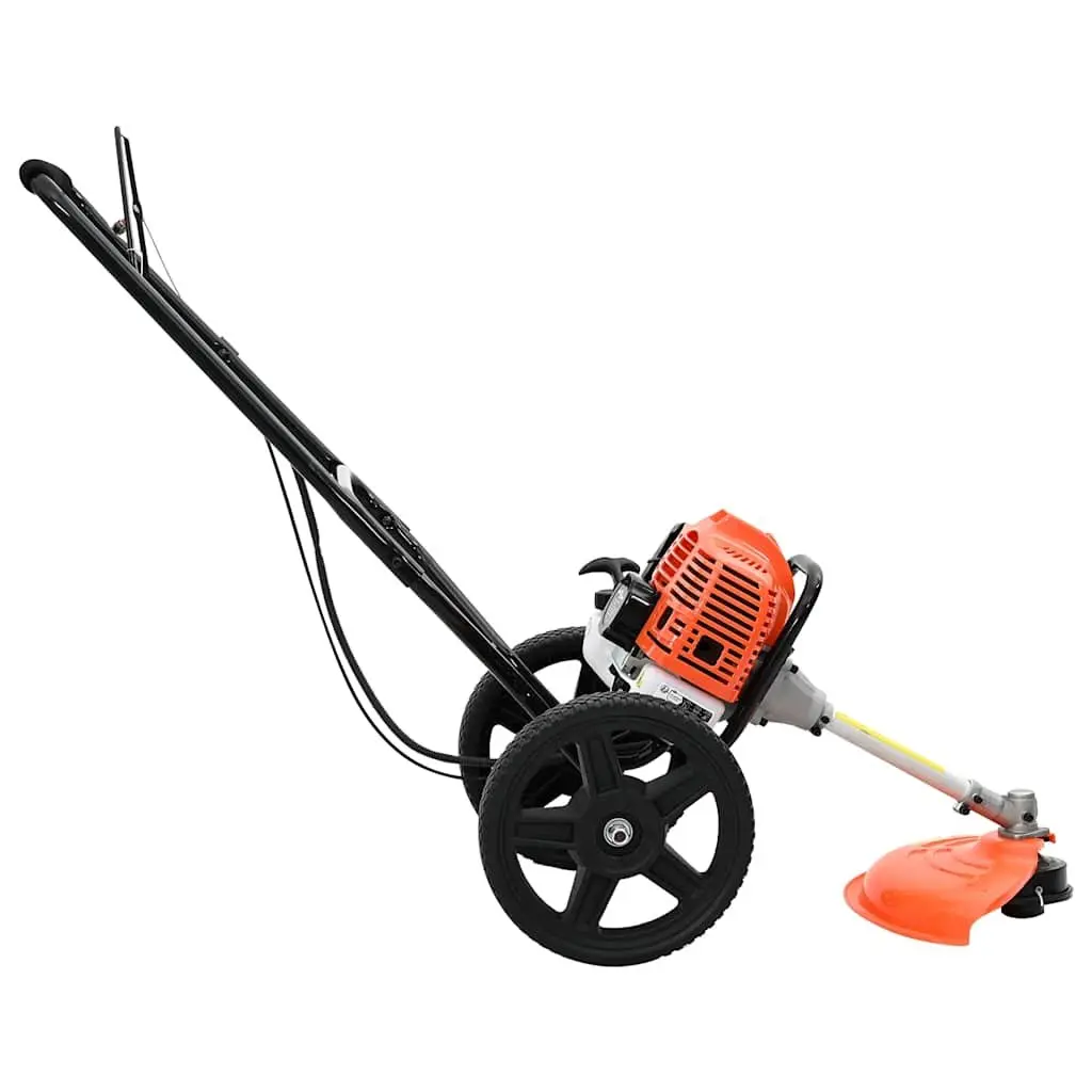 Brush Cutter with Wheels 52cc Engine Grass Trimmer Weed Whacker Garden Tool
