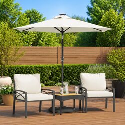Garden Parasol Outdoor Umbrella Sun Shade Crank Tilt White 225x225x212cm