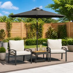 Garden Parasol Specifications: 225x225x212cm, Steel, LED
