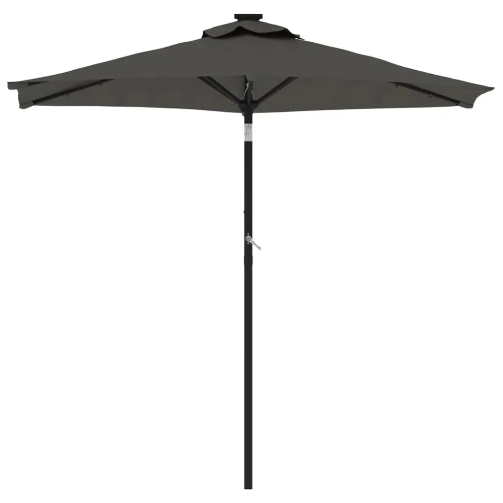 Garden Parasol for Outdoor Use with LED Lights Steel Pole Anthracite 225x225x212cm
