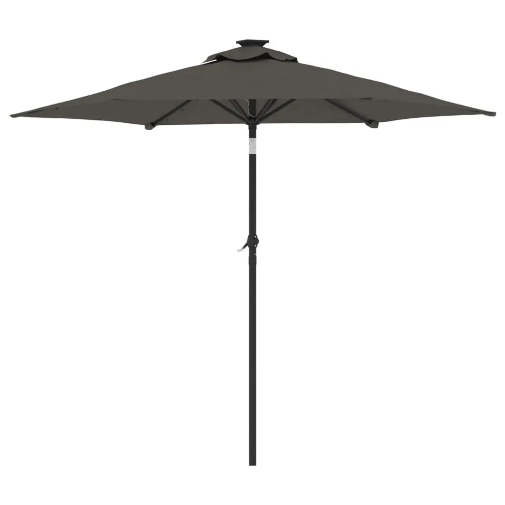 Garden Parasol for Outdoor Use with LED Lights Steel Pole Anthracite 225x225x212cm