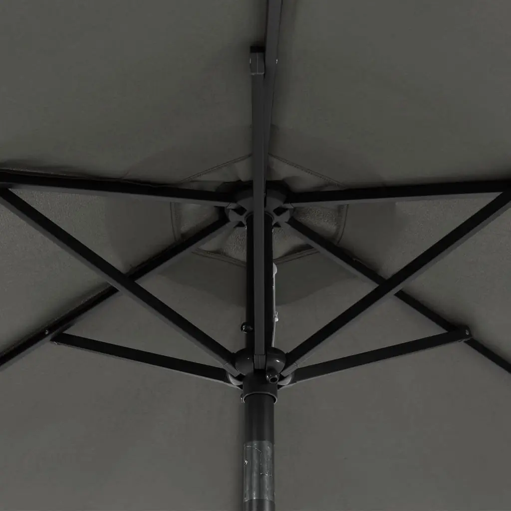 Garden Parasol for Outdoor Use with LED Lights Steel Pole Anthracite 225x225x212cm