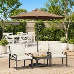 Garden Parasol Specifications: LED Lights, Crank Tilt, Taupe 225cm