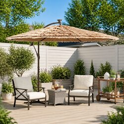 Garden Parasol Specifications: 269cm Brown Umbrella